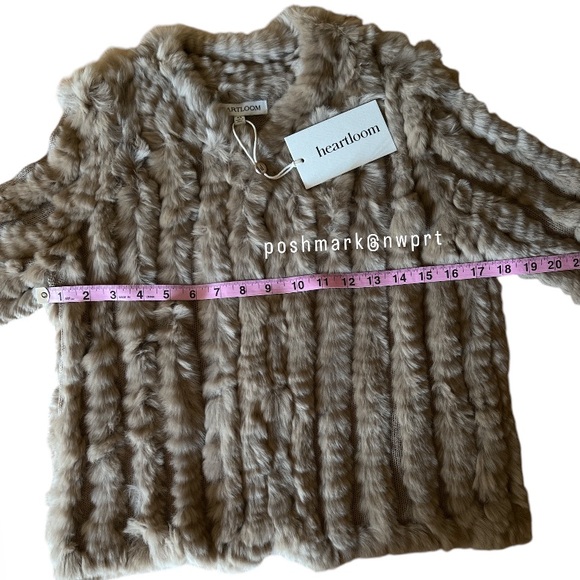 NWT 🐰 HEARTLOOM Rosa Jacket Rabbit Fur Latte Tan Camel Beige Tan XS 0 2 - Picture 9 of 12